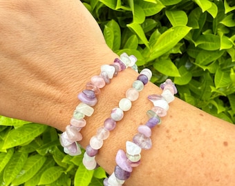 MENOPAUSE Relief Crystal Healing Bracelet - Amethyst, Rose Quartz, Lepidolite, Fluorite and Moonstone