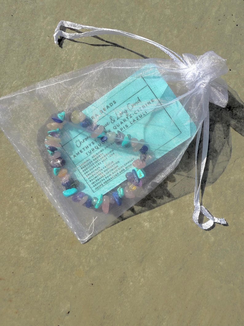 All orders arrive packaged in an organza bag with one of our Elra information cards, detailing the properties and crystals included with your handmade jewellery.