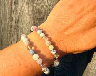 HAY FEVER Relief Crystal Healing Bracelet - Aquamarine, Amethyst, Sodalite and Fluorite