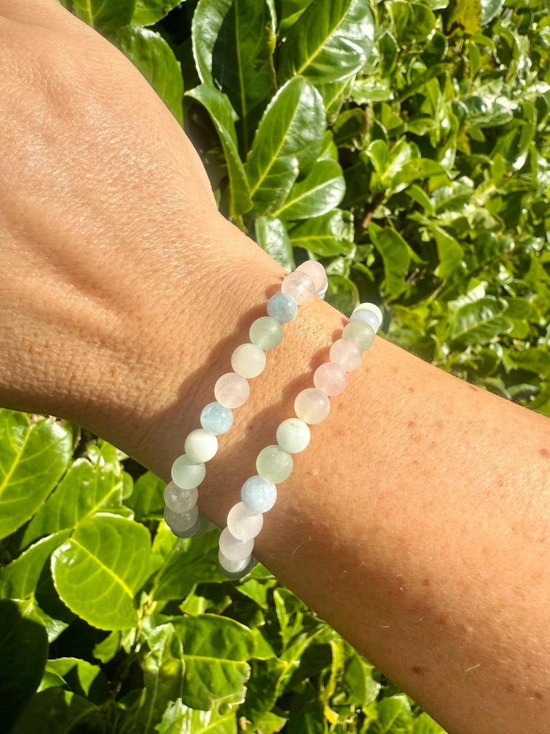 IVF and FERTILITY Support Crystal Healing Bracelet - Moonstone, Rose Quartz, Green Aventurine, Aquamarine and Clear Quartz image 3
