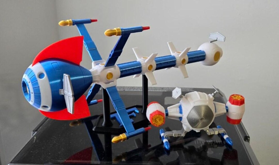 Jouet Capitaine Flam – Cyberlab, Comet & Cosmolem Cosmo Liner – Bleu, 1981
