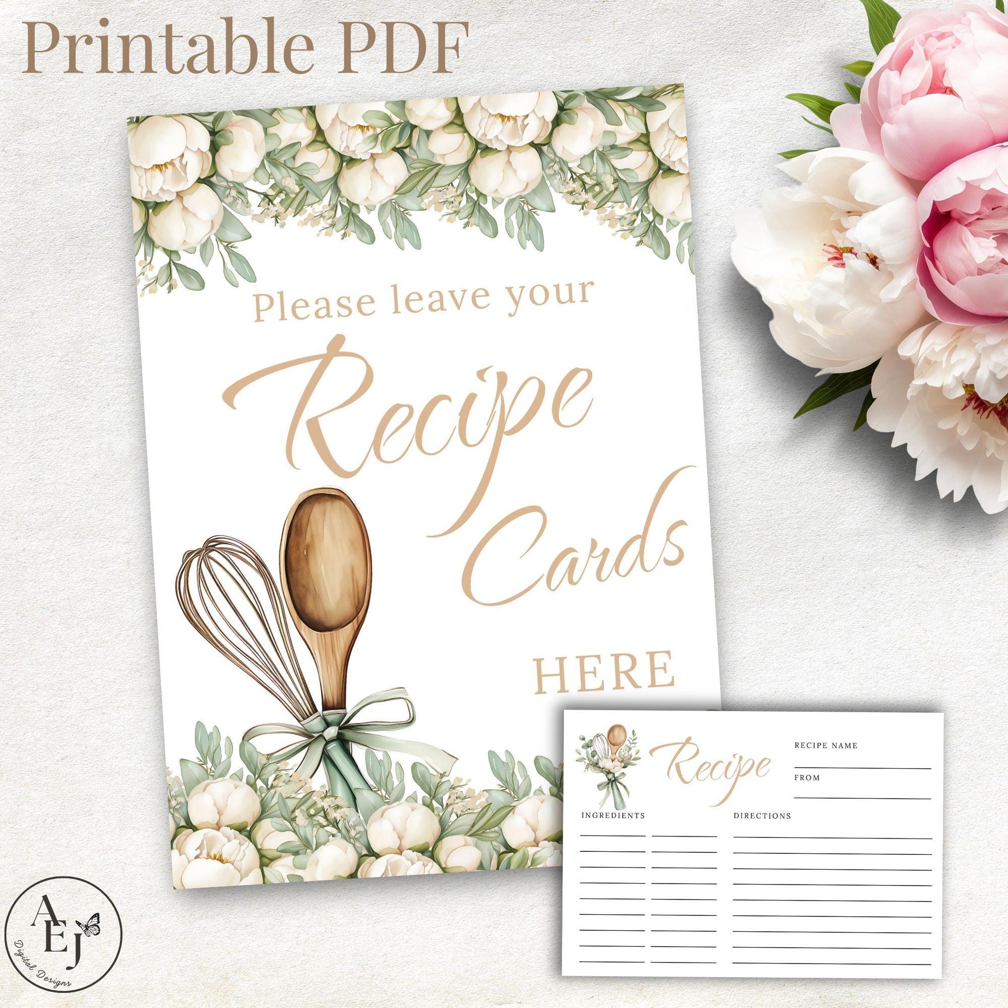 Leave your recipes here, whisked away bridal shower, recipe card table sign, white peony, sage green, floral bridal shower kitchen party Leave your recipes here, whisked away bridal shower, recipe card table sign, white peony, sage green, floral bridal shower kitchen party