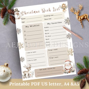 Boho Christmas Wish List, Kids Christmas Wish List, Holidays gift wish list, Xmas gift wish list, Boho Christmas Gift List,