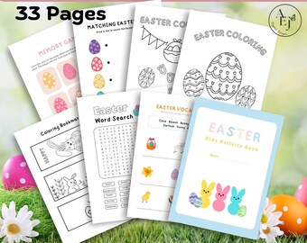 Easter Kids Activity Book Printable, Kids Activity Pack, Coloring pages, Maze, Word searches, Games, Counting activities, Matching Eggs