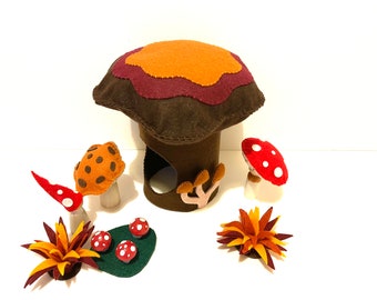 Felt Tree House - Fairy Cottage - Tree Stump House - Autumn Cottage - Ready to ship