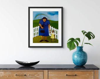 Black Church Art Print: African American Family Heritage - Framed Giclée