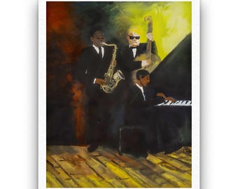 Vintage Jazz Club Art Print – African American Musicians of the