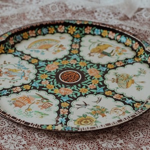 Vintage dekorative Daher floral große runde Blechtablett