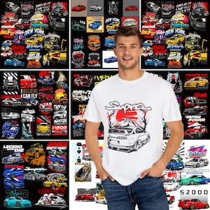 500+ Premium Car T-Shirt Design Bundle | JDM Car T-Shirt Designs PNG | Custom Automotive Apparel|Classic & Modern Sports Car Graphics