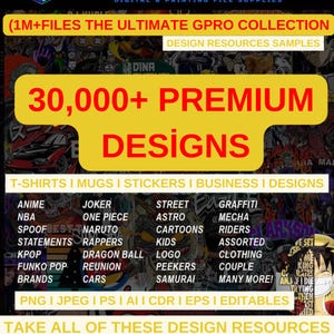 30.000 Anime Bundle 2TB Graphics & Templates Mega Pack: Anime SVG Bundle + All-in-One Printing Resources , Streetwear Bundle , Hiphop SVG
