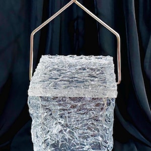 Mid Century Modern Vintage Lucite Ice Bucket, Block of Ice Bucket, Ice Bucket 1960s