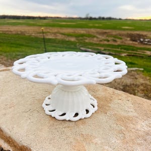 Fostoria Monroe Milk Glass Round Pedestal Cake Stand Elegant Wedding Cake Stand Elegant Cupcake Stand