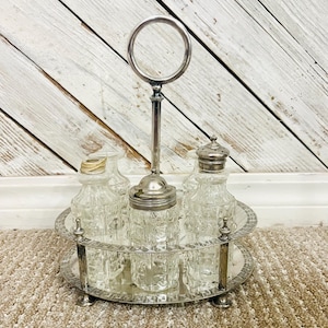 Antique Silverplate Victorian Cruet Set, 6 piece Castor Set