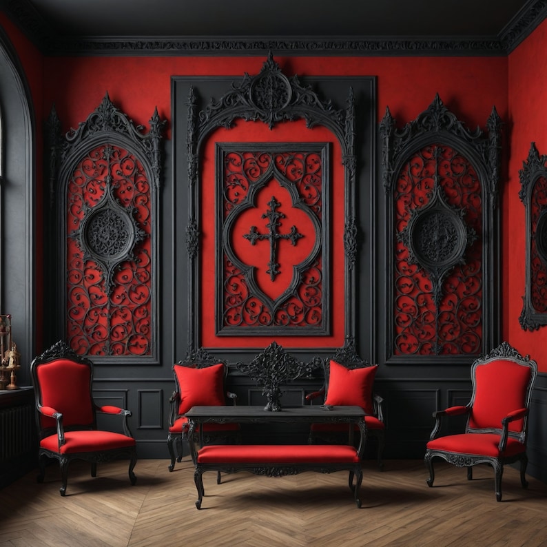 Set of 40 Gothic Red and Black Frame and Room Mockup Bundle - Digital ...
