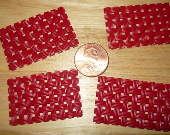 Miniature Red Placemats, Set of 4 Dollhouse Place Mats Mini Doll House 1/12 scale