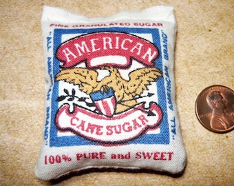 Miniature American Cane Sugar Bag Full Feed Sack 1/12 Scale Dollhouse Barn Kitchen