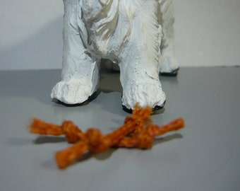 2 Brown Dollhouse Miniature Rope Knot Dog Toys for Doll House in 1/12 Scale