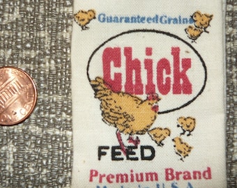 Miniature Chick Feed Chicken Feed Bag Empty 1/12 Scale Dollhouse Feed Sack