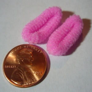 Miniature Pink Slippers for the dollhouse 1/12 scale doll house mini, for printers drawer, knick knack shelf