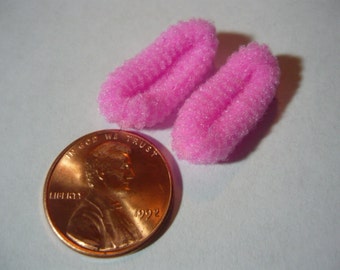 Miniature Pink Slippers for the dollhouse 1/12 scale doll house mini, for printers drawer, knick knack shelf