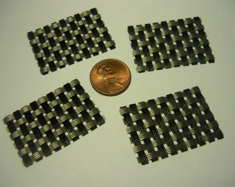 Miniature Black and Silver Placemats, Set of 4 Dollhouse Place Mats Mini Doll House 1/12 scale
