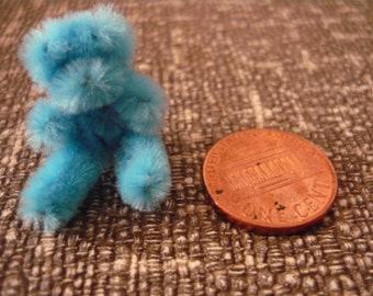 Blue Tiny Teddy Bear Dollhouse Miniature 1/12 scale