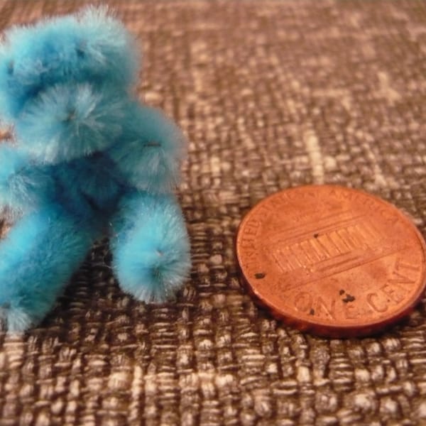 Blue Tiny Teddy Bear Dollhouse Miniature 1/12 scale