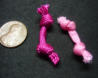 Light and Dark Pink Two Miniature Rope Knot Dog Toys for Doll House in 1/12 Scale Dollhouse