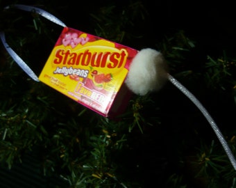 Mouse Butt in a Starburst Jellybeans Candy Box Ornament White Mouse