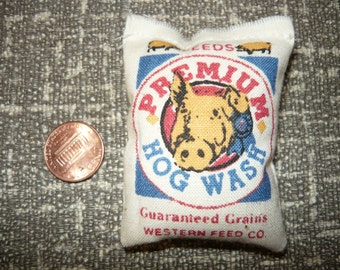 Premium Hogwash Miniature  Feed Bag Stuffed 1/12 Scale Feed Sack Barn