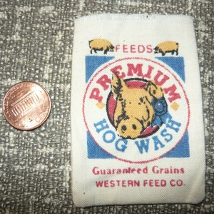 Miniature Empty Feed Bag Premium Hogwash Feed 1/12 Scale Feed Sack Dollhouse Barn