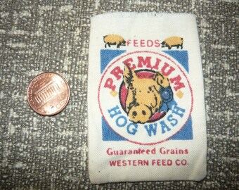 Miniature Empty Feed Bag Premium Hogwash Feed 1/12 Scale Feed Sack Dollhouse Barn