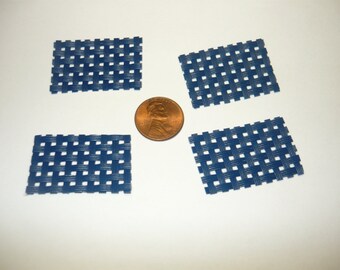 Miniature Blue Placemats, Set of 4 Dollhouse Picnic Place Mats Mini Doll House 1/12 scale