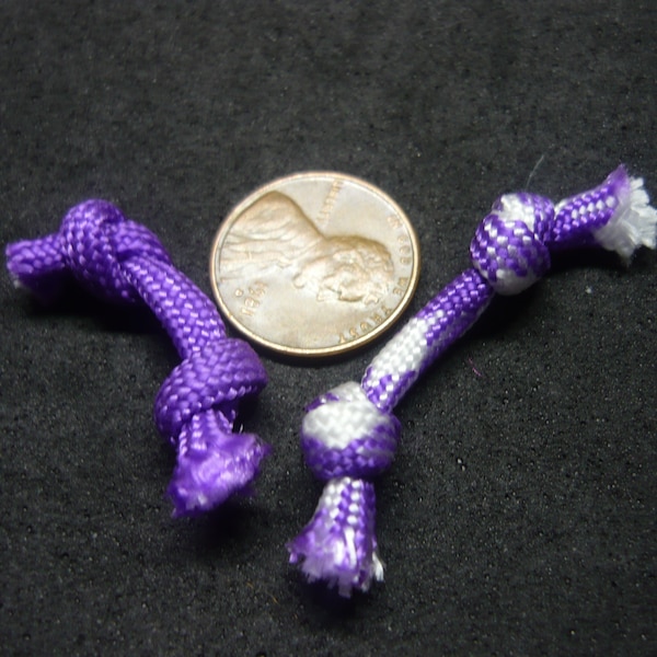 Purple and Purple & White Miniature Rope Knot Dog Toys Set of 2 for Doll House in 1/12 Scale Dollhouse