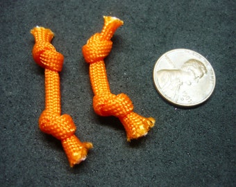 Two Orange Miniature Rope Knot Dog Toys for Doll House in 1/12 Scale Dollhouse