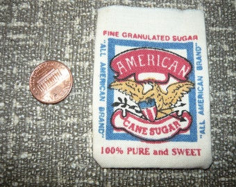 Miniature American Cane Sugar Bag Empty Feed Sack 1/12 Scale Dollhouse Barn Kitchen