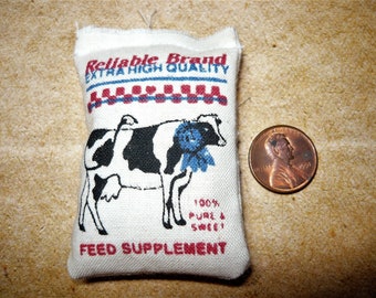 Dollhouse Miniature Reliable Brand Cows Feed Supplement Stuffed Feed Bag Sack 1/12 Scale Doll House Barn