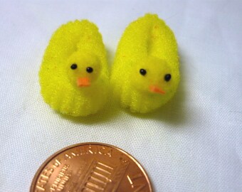 Yellow Ducky Slippers Dollhouse Miniature 1/12 scale for Fairy House, Doll House, Printers Drawer, or Knick Knack Shelves