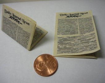 2 miniature newspapers 1/12 scale dollhouse, doll house, knick knack shelf, printers drawer, scrapbooking