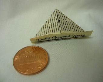 Newspaper Hat 1 - 12 scale dollhouse miniature for printers drawer, knick knack shelf, scrapbooking, doll house