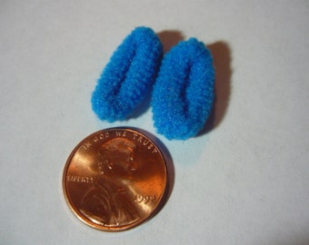 Miniature Blue Slippers for the dollhouse 1/12 scale doll house mini, for printers drawer, knick knack shelf