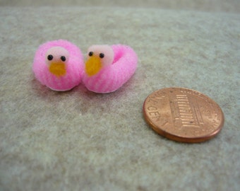 Miniature Ducky Slippers Pretty Pink  1 - 12 scale Ducks for your Doll House, Printers Drawer or Fairy House