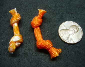 Two Orange and Orange & White Miniature Rope Knot Dog Toys for Doll House in 1/12 Scale Dollhouse