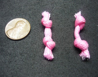 Two Light Pink Miniature Rope Knot Dog Toys for Doll House in 1/12 Scale Dollhouse