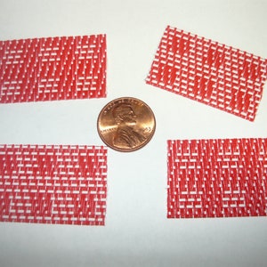 Miniature Red and White Placemats, Set of 4 Dollhouse Place Mats Mini Doll House 1/12 scale
