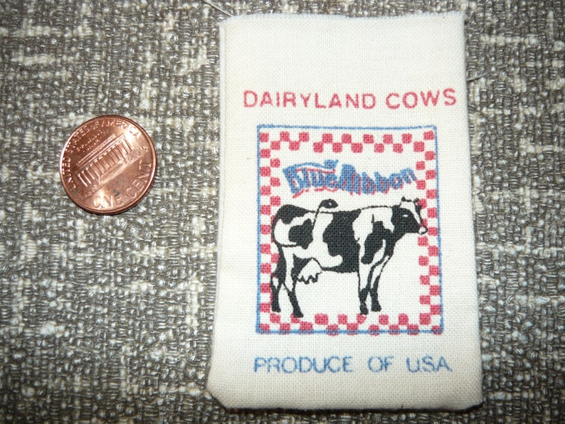 Miniature Feed Bag Sack Dairyland Cows Blue Ribbon Empty 1/12 Scale Dollhouse Barn image 1