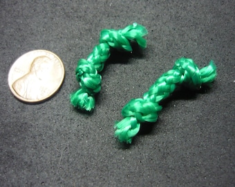 Two Dark Green Miniature Rope Knot Dog Toys for Doll House in 1/12 Scale Dollhouse