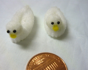 White Ducky Slippers Dollhouse Miniature 1 - 12 scale for Doll House, Fairy House, Printers Drawer, or Knick Knack Shelves