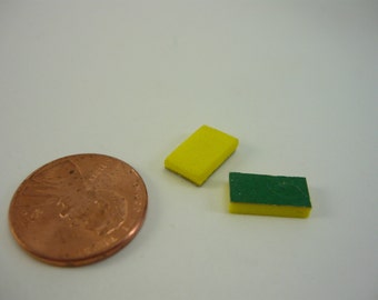 Green and Yellow Sponge Scrubbers Dollhouse Miniature 1/12 scale doll house printers drawer