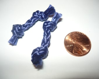 2 Dark Blue Dollhouse Miniature Rope Knot Dog Toys for Doll House in 1/12 Scale